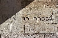 Sign along Via Dolorosa, Jerusalem.
